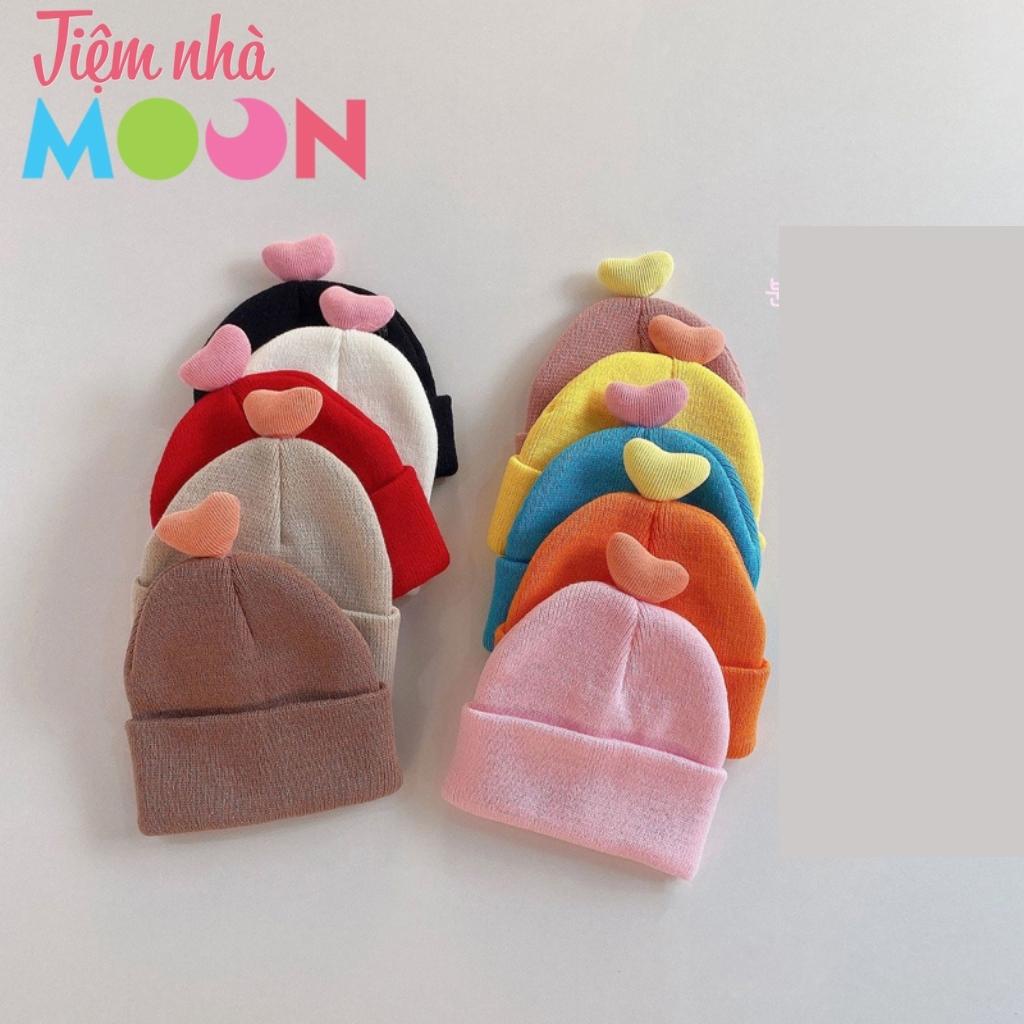 Mũ len cho bé đính hình tim dễ thương phong cách hàn quốc - mũ len dễ thương trẻ em