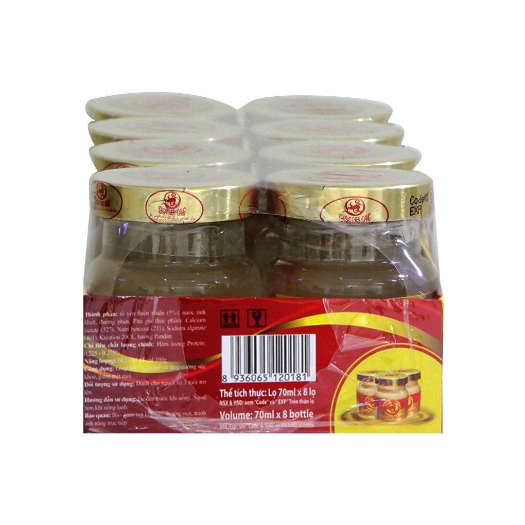 LÔ 8 Nước yến sào Thiên Hoàng Có đường hũ 70ml (8 hũ)