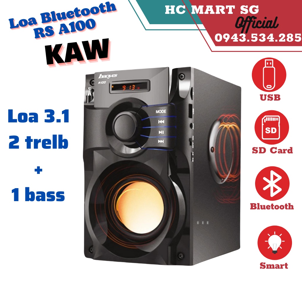 Loa bluetooth công suất lớn siêu Bass HAOYES RS - A100 chất lượng âm thanh siêu đỉnh nhất tầm giá, SD, USB, Bluetooth