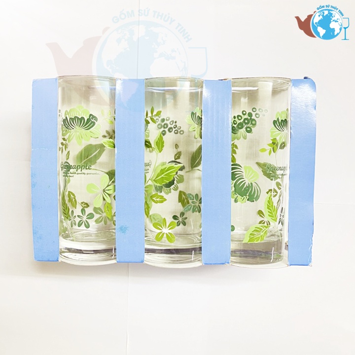 Bộ 6 ly thủy tinh ống in hoa văn DELI EC6 270ML dùng uống cafe sinh tố