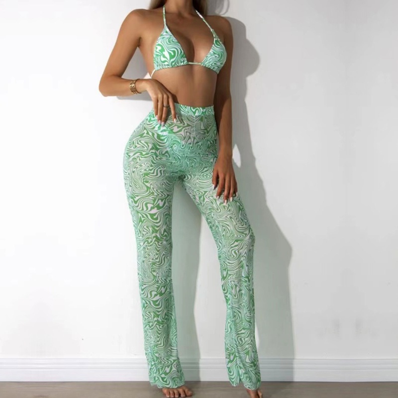 Bộ Bikini 3 Mảnh Họa Tiết Hoa Quyến Rũ Cho Nữ