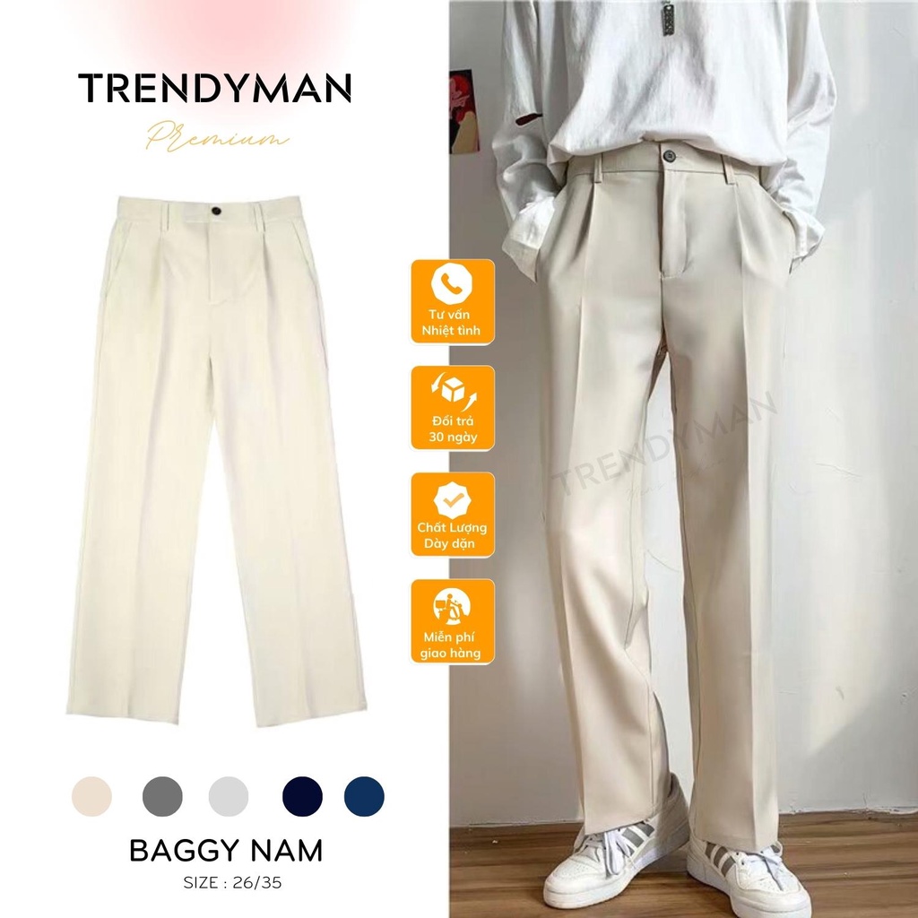 Quần baggy nam ống rộng Trendyman vải chất lượng Premium , quần âu nam dáng xuông co giãn nhẹ dòng cao cấp | BigBuy360 - bigbuy360.vn