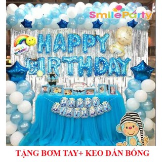 Combo Trang Trí Sinh Nhật 2Bóng Chữ Happy Birthday và 50 bóng tròn (Tặng bơm+Keo dán)