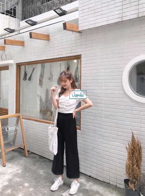 Quần cullottes đũi xước chun sau