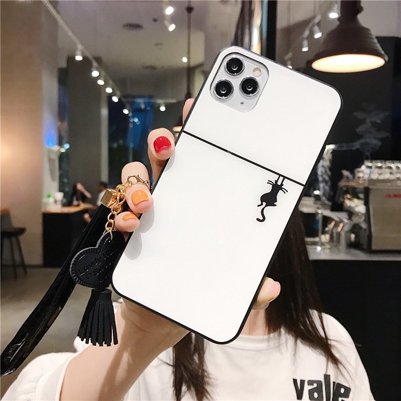 Ốp tráng gương iphone hình con mèo leo cây cho iphone 6s 7 8 x xsmax 11 promax k180