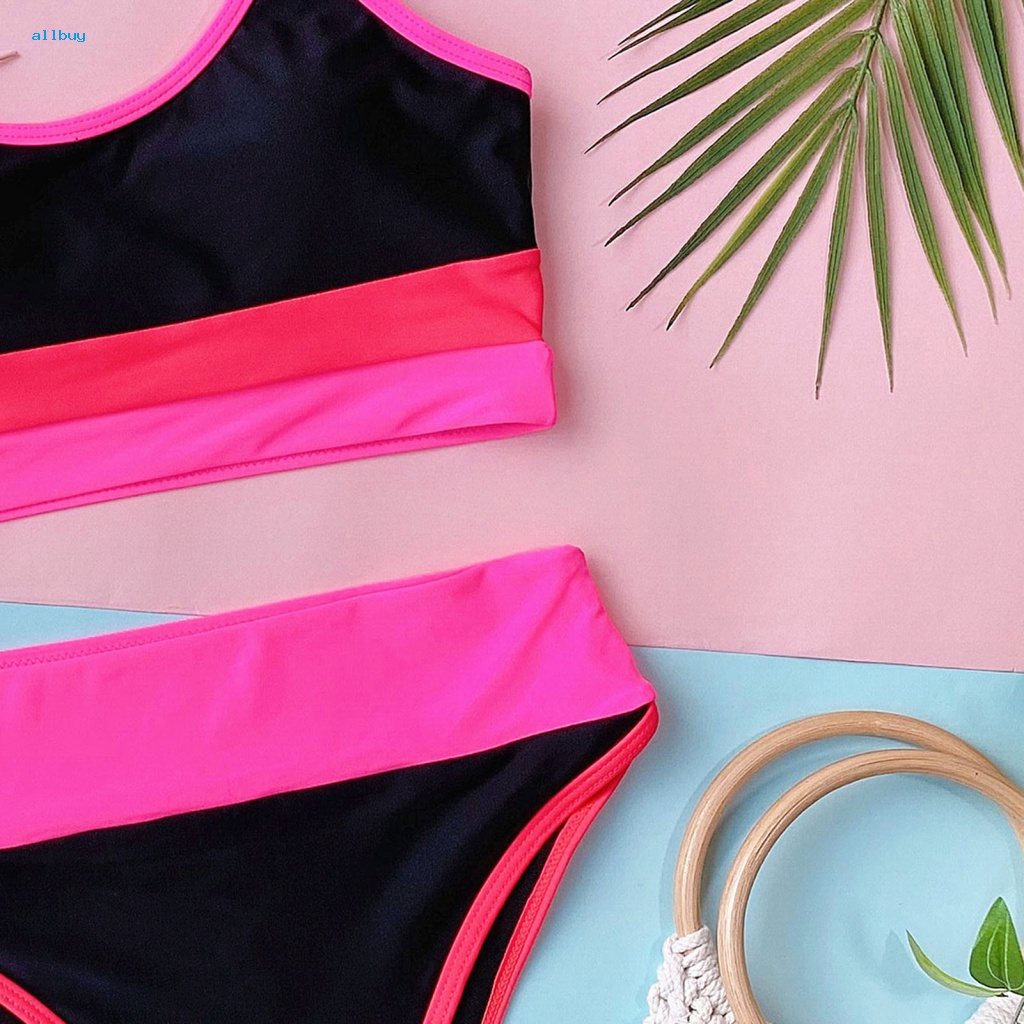 Bộ Đồ Bơi Bikini Lưng Cao Màu Khối Thời Trang Mùa Hè Cho Nữ