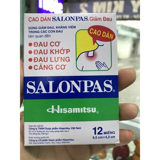 Cao dán Salonpas Giúp hỗ trợ Giảm đau cơ, đau khớp, đau lưng, đau vai, đau đầu, đau răng, căng cơ, mỏi cơ, bầm tím