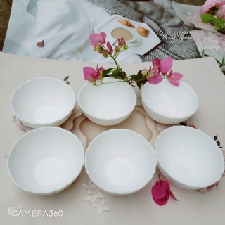 Bộ 6 BÁT CƠM MEN NGỌC TRẮNG PASTEL