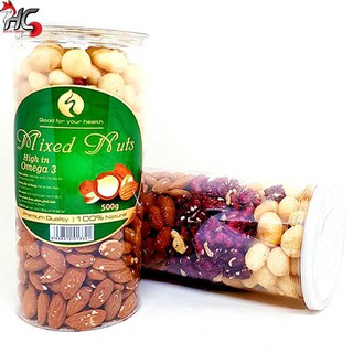 Hộp 3 Loại Hạt Đã Tách Vỏ Óc Chó Đỏ, Mắc Ca, Hạnh Nhân - 500gr