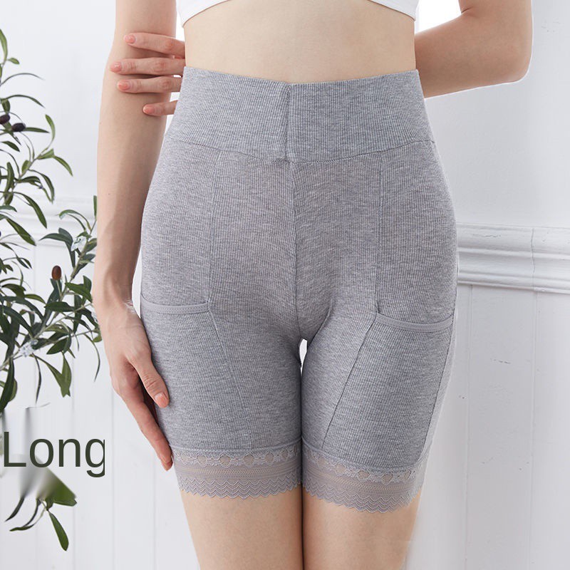 Quần an toàn có túi vải cotton tinh khiết, phần mỏng mùa hè chống hỏng dành cho phụ nữ, lót boxer bảo hiểm eo ca