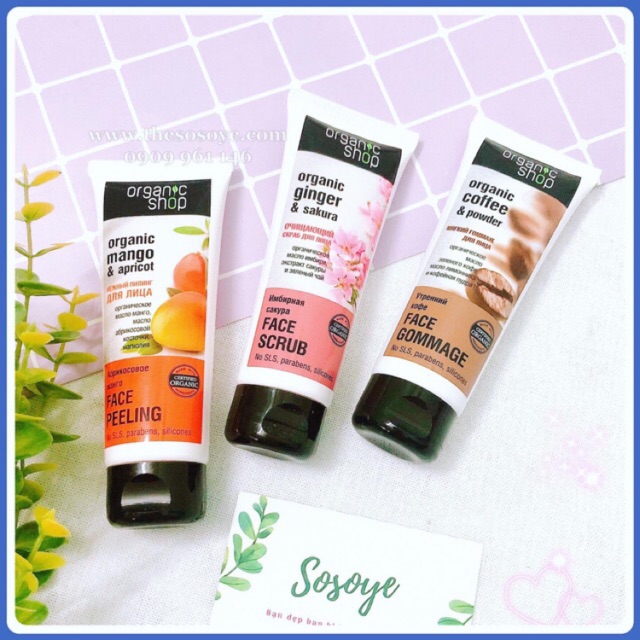 [ Đủ Mùi] Kem Tẩy Da Chết Dành Cho Mặt Organic Shop 75ml