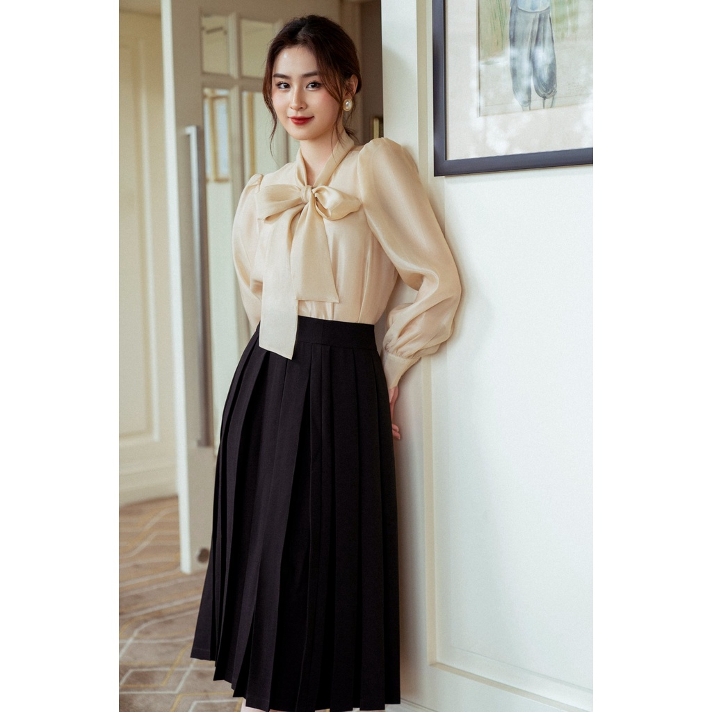 Chân váy dài dập ly xoè  TIINSTORE  CHD070