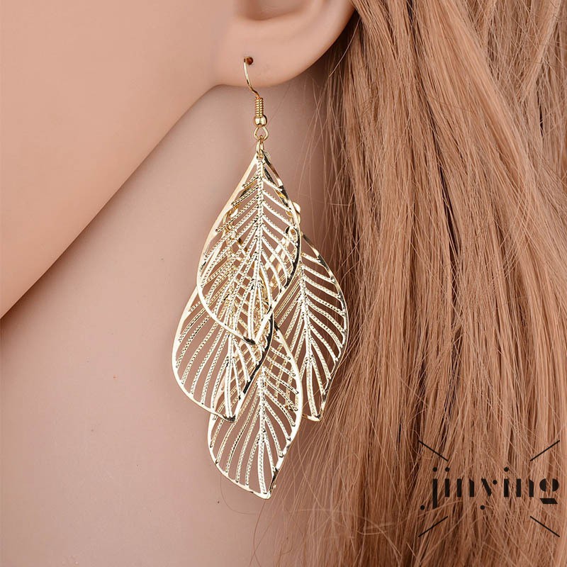 Bông tai kim loại GETNOIVAS hình lá thời trang đường phố Châu Âu cho nữ