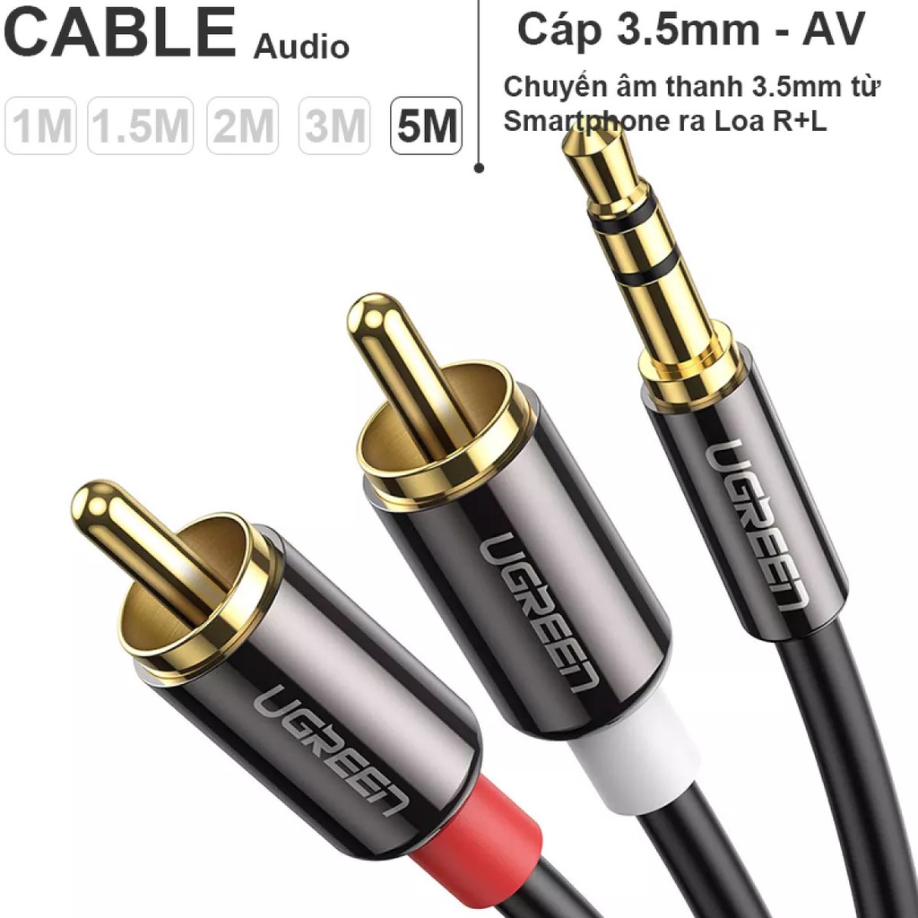 Cáp Audio 3.5mm Ra 2 Đầu bông sen Cao Cấp Chính Hãng Ugreen 10749 10583 10584 10590 10591 AV116