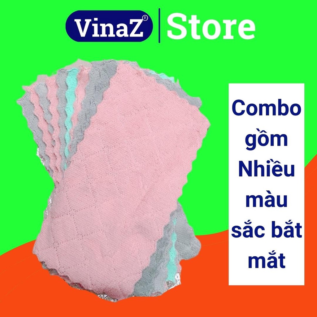 Khăn lau bếp đa năng 2 mặt  VFaz lau tay lau bàn lau kính lau bát đũa siêu thấm hút có thể giặt sạch và tái sử dụng