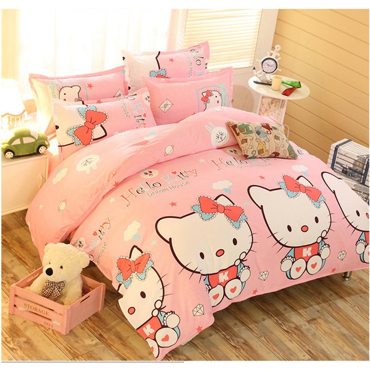 Bộ chăn ga 4 món kitty hồng