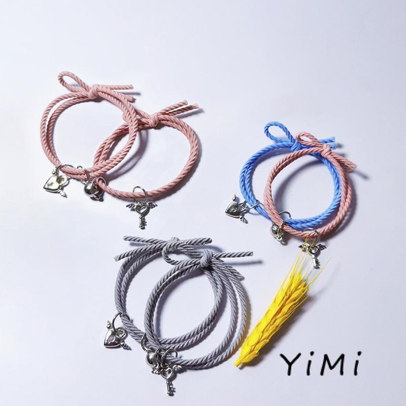 [mo] Vòng Đeo Tay Cặp Đôi Khóa Từ Tính Trái Tim Đơn Giản Kiểu Âu Mỹ Làm Quà Tặng Cho Bạn Trai Bạn Gái