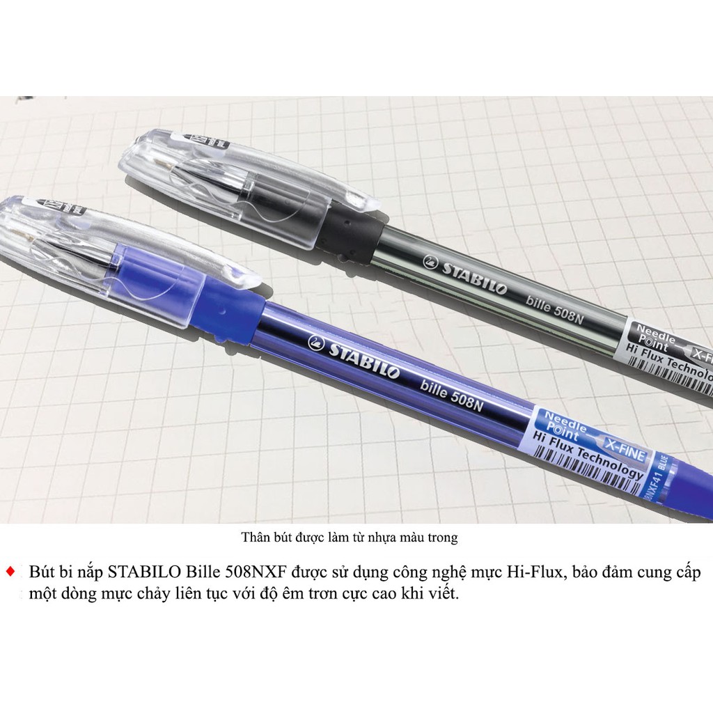 Combo hộp 10 cây bút bi đầu kim STABILO Bille 508NXF nét 0.5mm