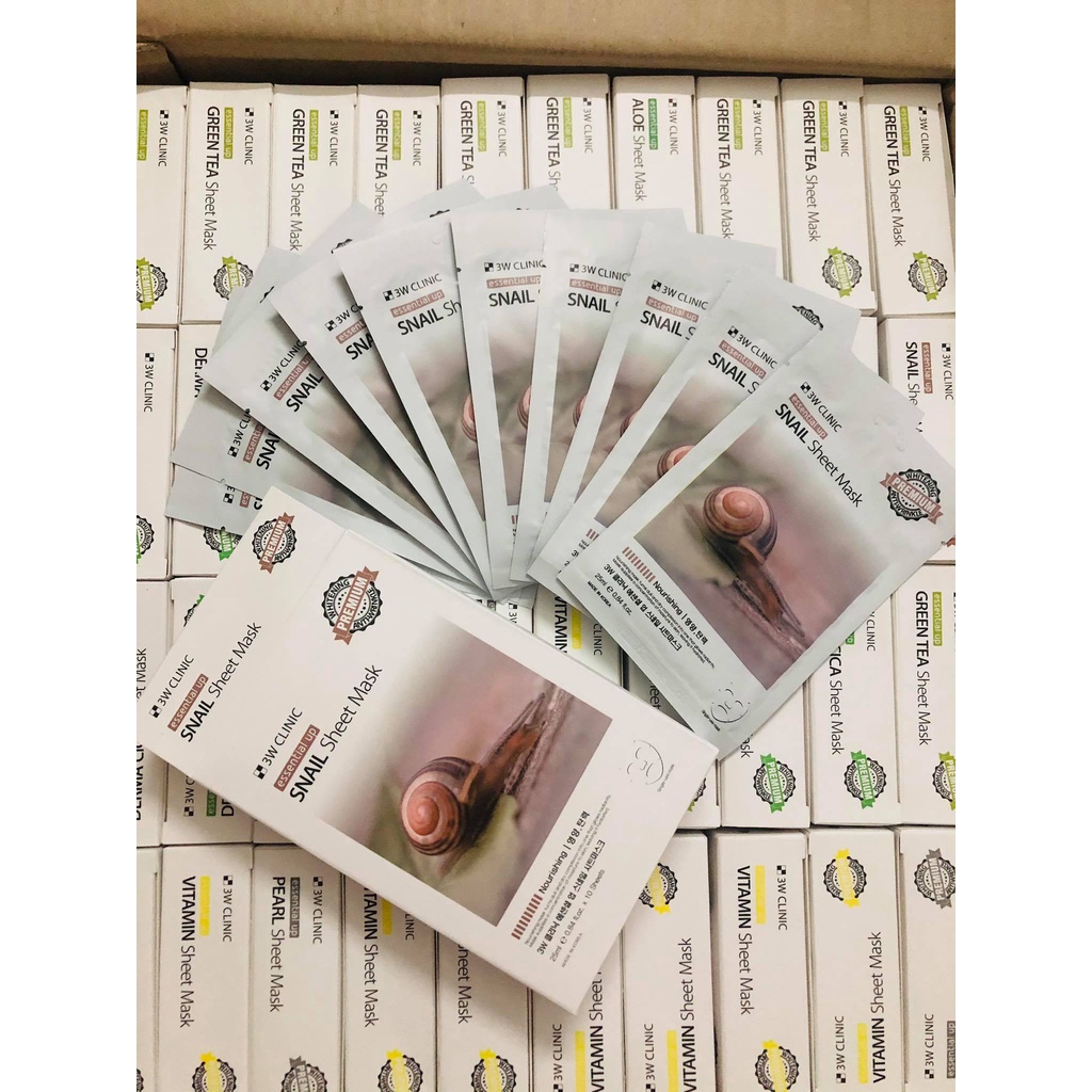Mặt Nạ Dưỡng Trắng Da  3W Clinic Essential Up Sheet Mask 25ml Tinh Chất Thiên Nhiên Dùng Cho Mọi Loại Da