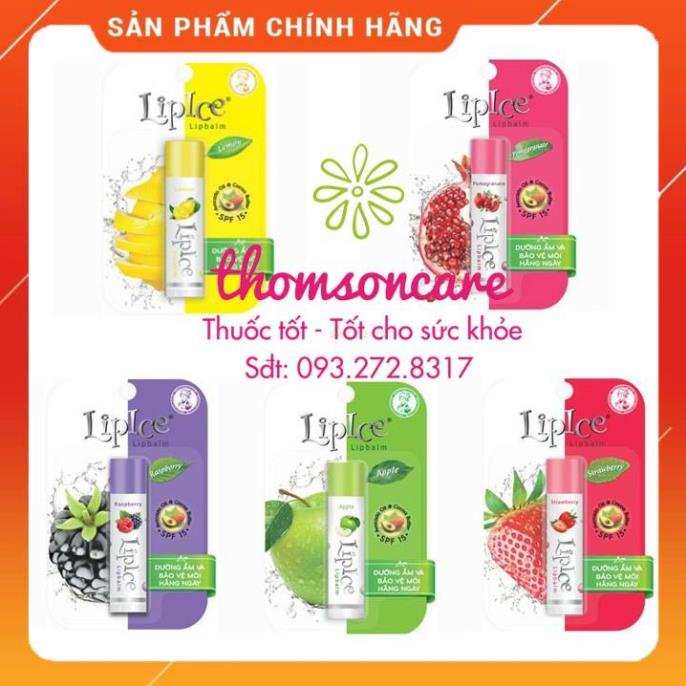 Son dưỡng môi Lipice không màu Tuýp 4.3 g - thỏi lip ice hương trái cây, dâu, chanh, táo, lựu, tự nhiên dưỡng ẩm