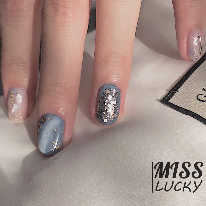 VN Set 24 Móng Tay Giả Họa Tiết Đá Cẩm Thạch Thời Trang Cho Nữ