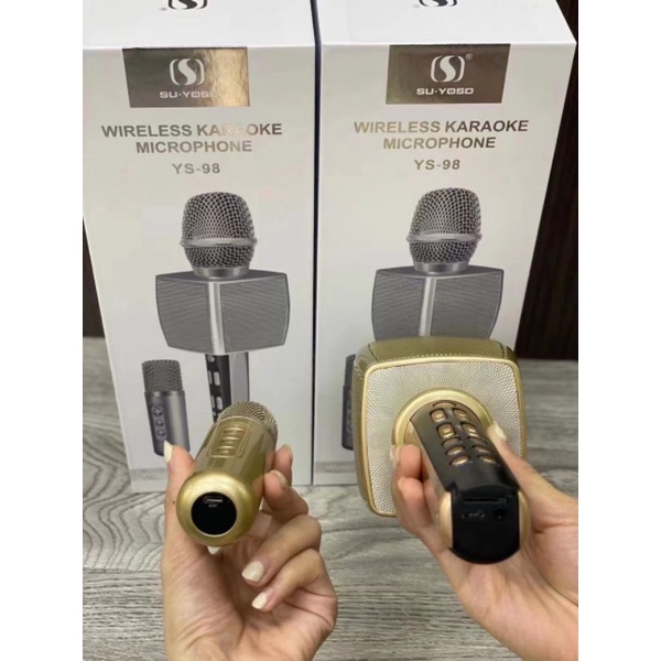 Micro Hát Karaoke Bluetooth Không Dây YS-98 Kèm Micro Phụ Hát Song Ca Cực Hay