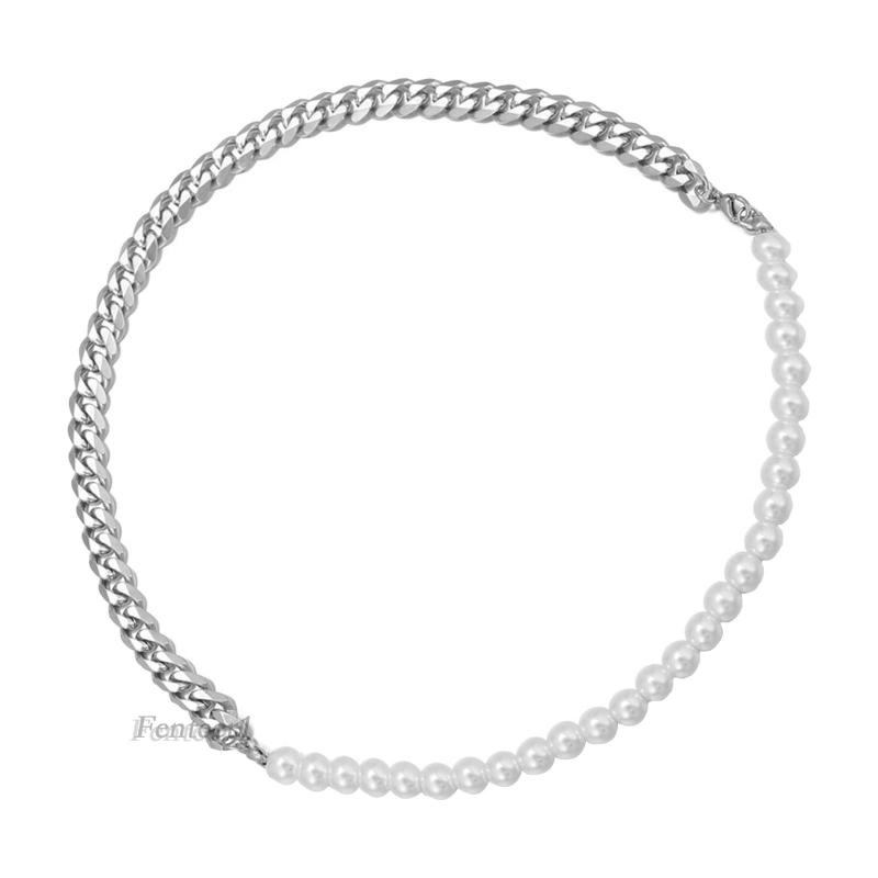 Vòng cổ/ vòng tay đính ngọc trai phong cách hip hop dành cho nam