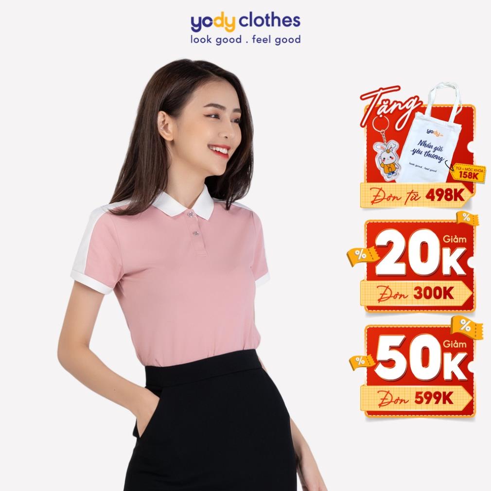 Áo polo nữ YODY phối vai cá tính chất vải mát mẻ thoải mái APN4000 2022