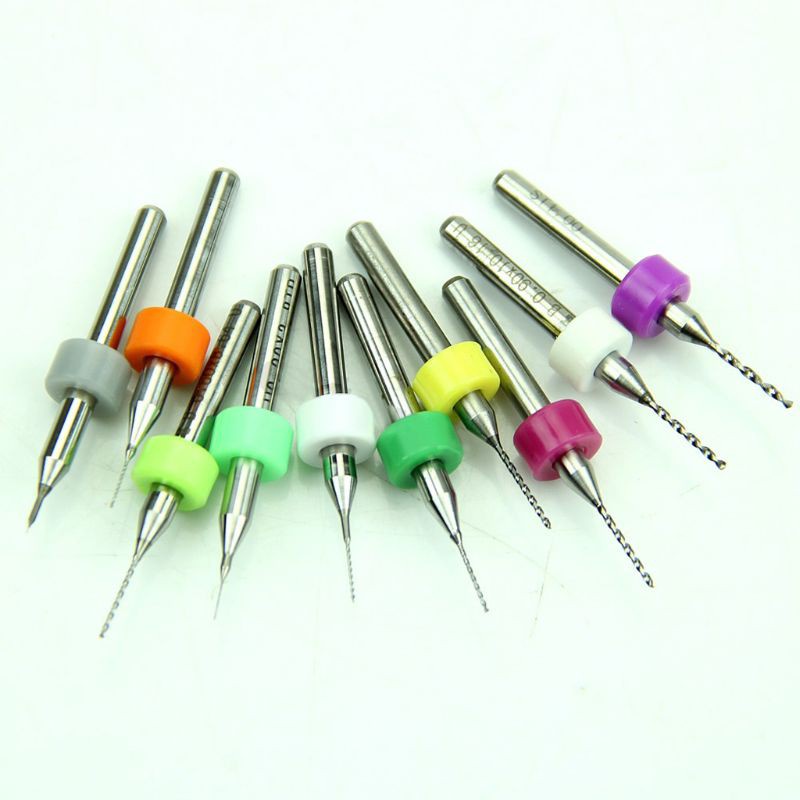 WER 10Pcs 0.1mm to 1.0mm PCB Print Circuit Board Carbide Micro Drill Bits Set Tool