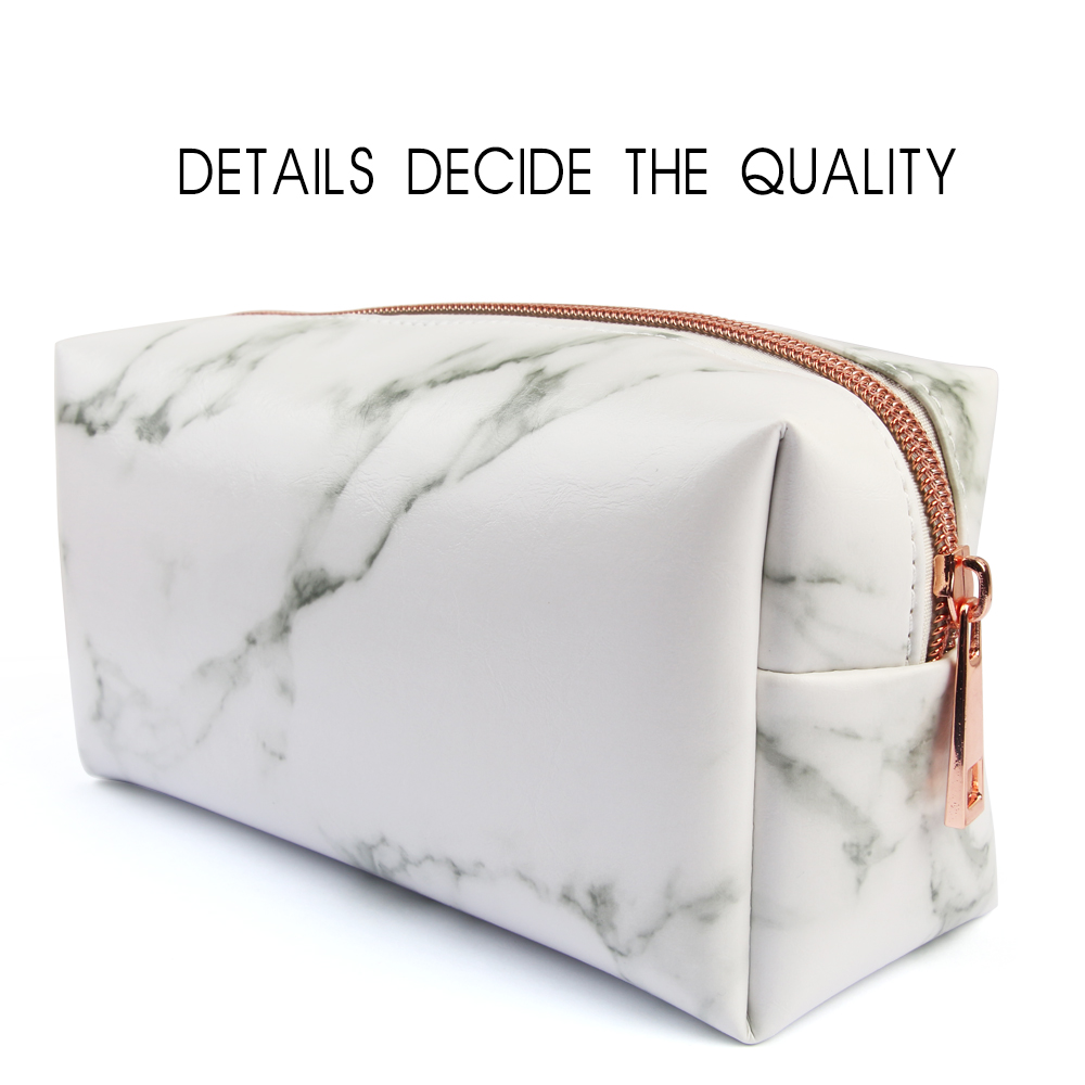 Túi đựng bút da PU sức chứa lớn họa tiết đá cẩm thạch có khóa kéo