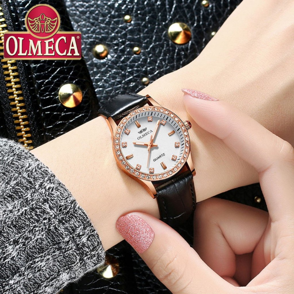 (CHÍNH HÃNG) Đồng hồ nữ OLMECA OL01 JAPAN dây da cao cấp mặt kính Sapphire AH451