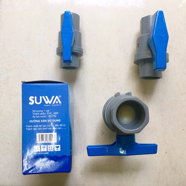 Van nhựa PVC suwa, bảo hành 6 tháng, 21 mm - 27 mm - 32 mm