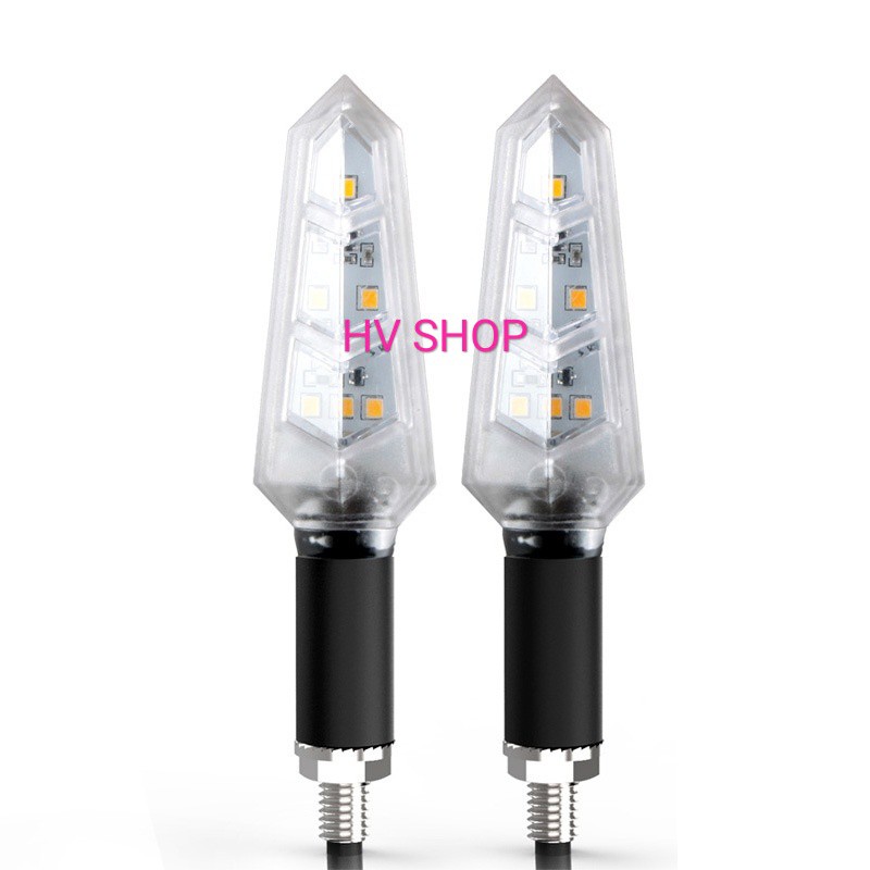 xinhan xe may Xi nhan led chớp tự động 2 màu nhỏ gọn HV7 ( sáng vàng - xanh ) ( 1 cặp )