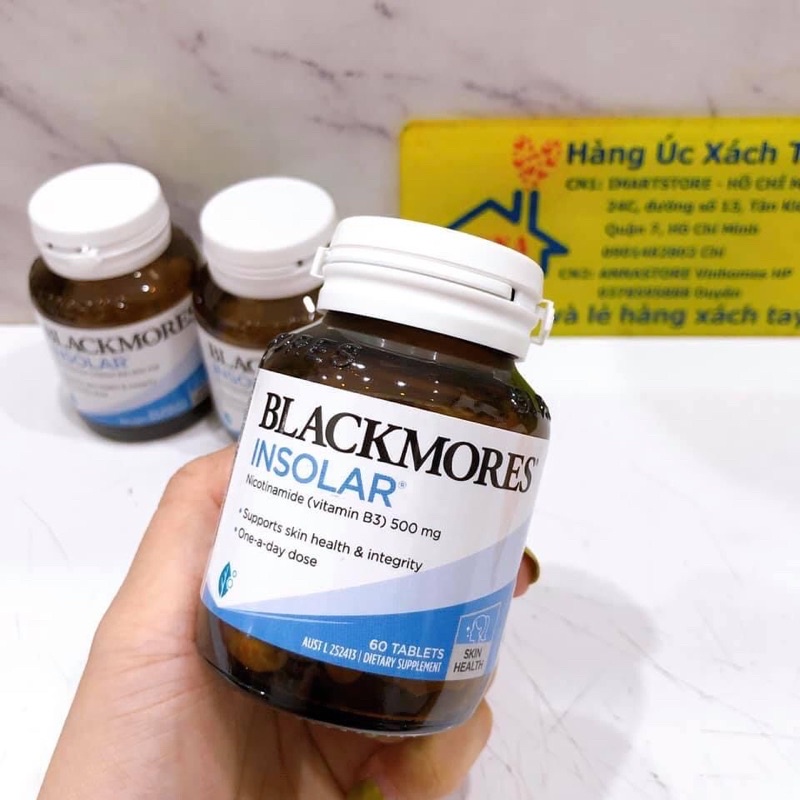 Viên Uống Backmores Insolar High Dose Vitamin B3 Chăm Sóc Da Tóc Móng Chắc Khỏe Hộp 60 Viên