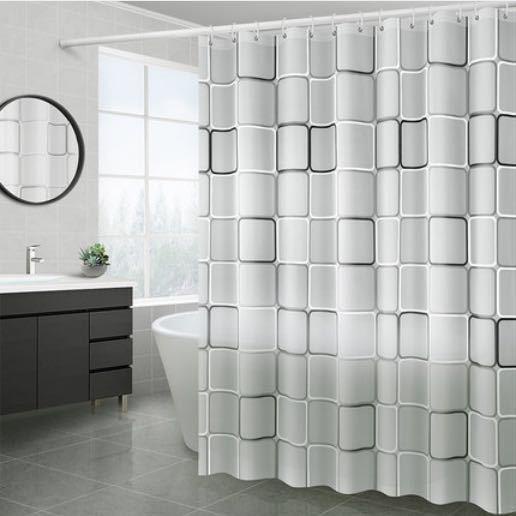 Bộ rèm chống thấm nước ẩm mốc và thanh treo không cần đóng đinh cho vách ngăn phòng tắm/nhà vệ sinh