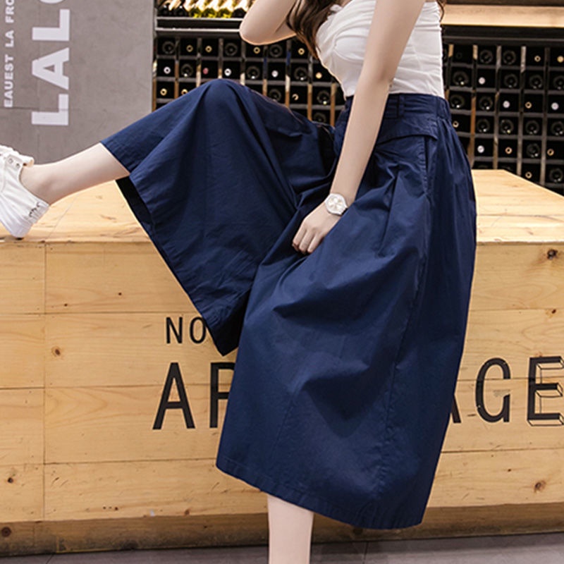 [Chất Lượng Cao] Quần Đùi Giả Váy Ống Rộng Lưng Thun Cao Thời Trang Thường Ngày Cho Nữ