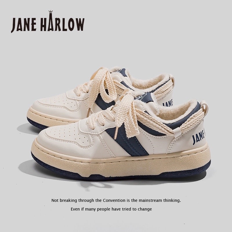 Giày JANE HARLOW Thể Thao Nữ Cổ Thấp Đế Độn Lót Nhung Siêu Ấm Ôm Chân