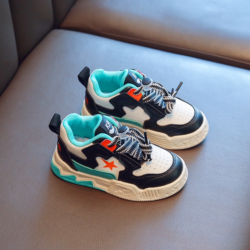 Giày Thể Thao Da Đế Mềm Thoáng Khí Có Dây Rút Dành Cho Bé Trai Bé Gái 2-16 Tuổi