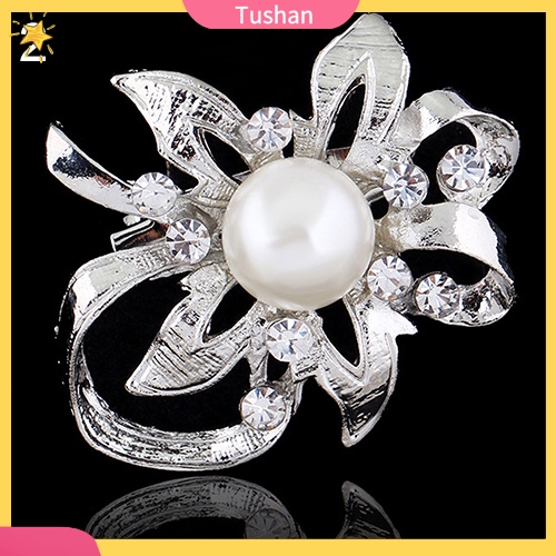 Ghim cài áo hình hoa đính kim cương ngọc trai giả thời trang cho nữ