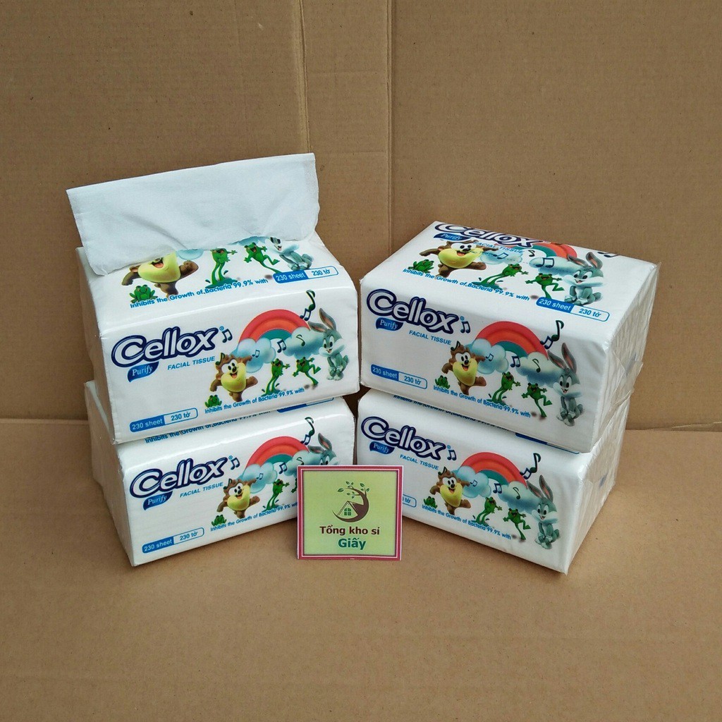Combo 4 bịch giấy rút lụa 230 tờ Cellox (Bịch trắng)