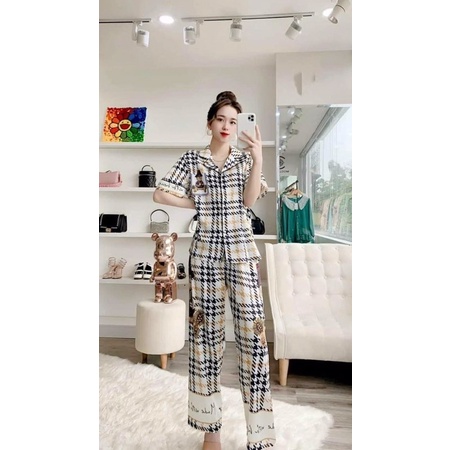 PIJAMA TAY NGẮN GẤU ĐỘI NÓN N004 LỤA XƯỚC