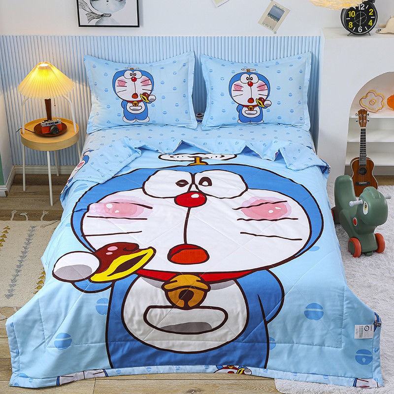 Chăn Đơn / Đôi Vải Mỏng Họa Tiết Doraemon Thời Trang Mùa Hè 2.0