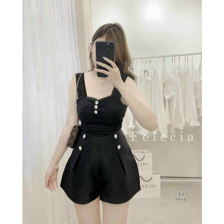 Áo croptop nữ 2 dây đính 3 nút rút 5 màu cực đẹp cho cô nàng năng động oa