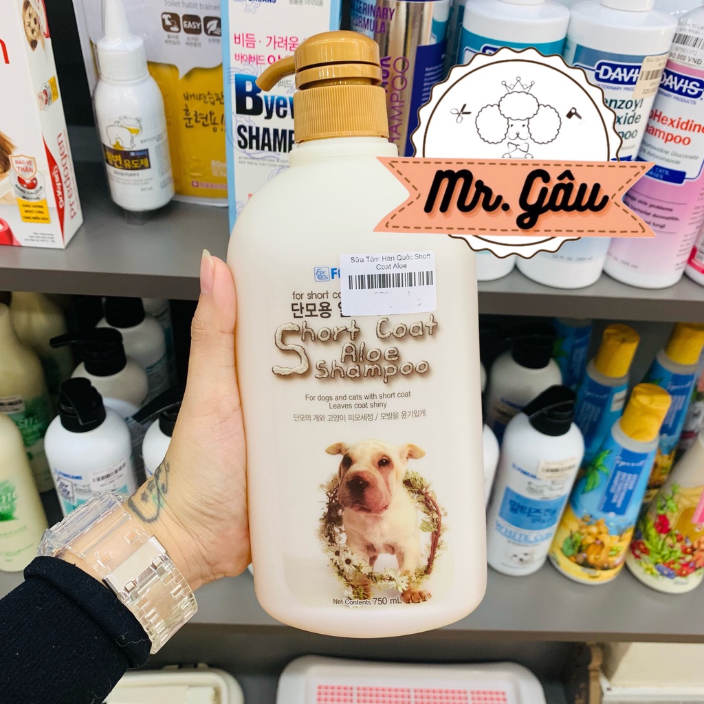Sữa Tắm Short Coat Aloe Shampoo dành cho chó mèo lông ngắn - NK HÀN QUỐC