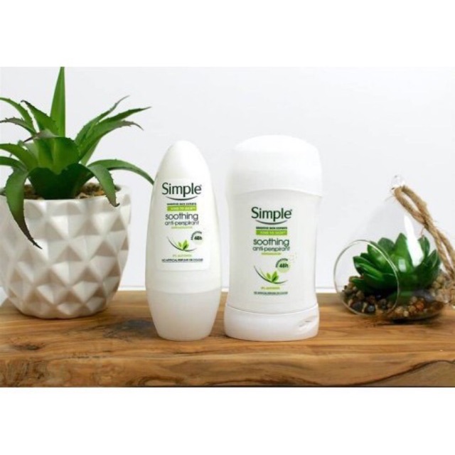 Lăn và Sáp Khử Mùi Simple Soothing Anti-Perspirant 48h