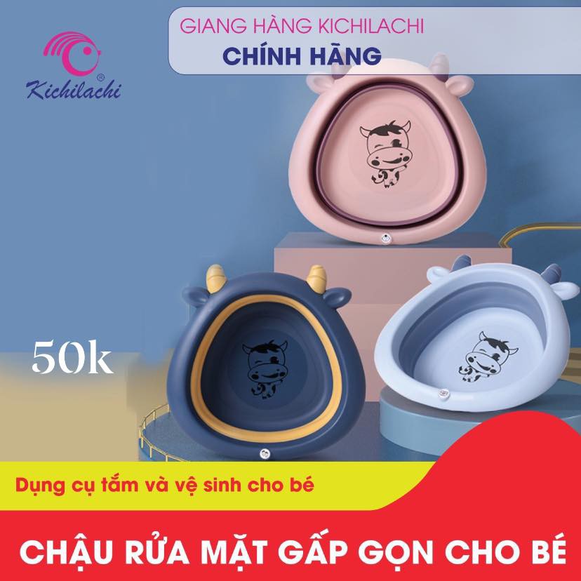 [Mã 267FMCGSALE giảm 8% đơn 500K] Chậu rửa mặt gấp gọn bò sữa