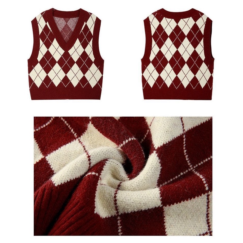 Áo len không tay cổ chữ V dáng rộng thiết kế mới thời trang theo phong cách Hàn Quốc cho nữ