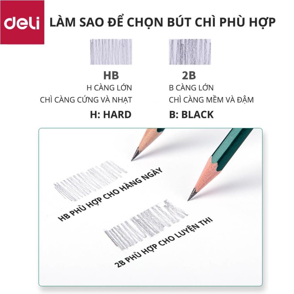 Bút chì lục giác Deli - loại 2B/HB - 10 chiếc/hộp - 33311 / 33312 [Deli]