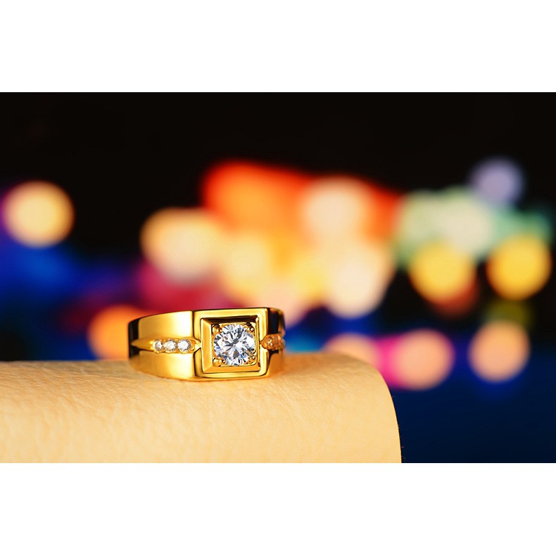 Nhẫn đeo tay kim loại khảm đá hình rồng cá tính dành cho nam