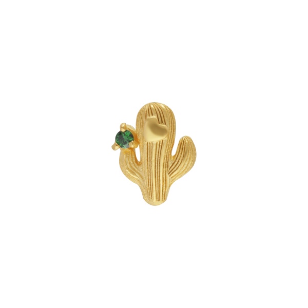 PRIMA Bông Tai Vàng 24K - Đính đá Tsavorite - BST Mono Chic - Cây Xương Rồng (1 chiếc) - 165E0856